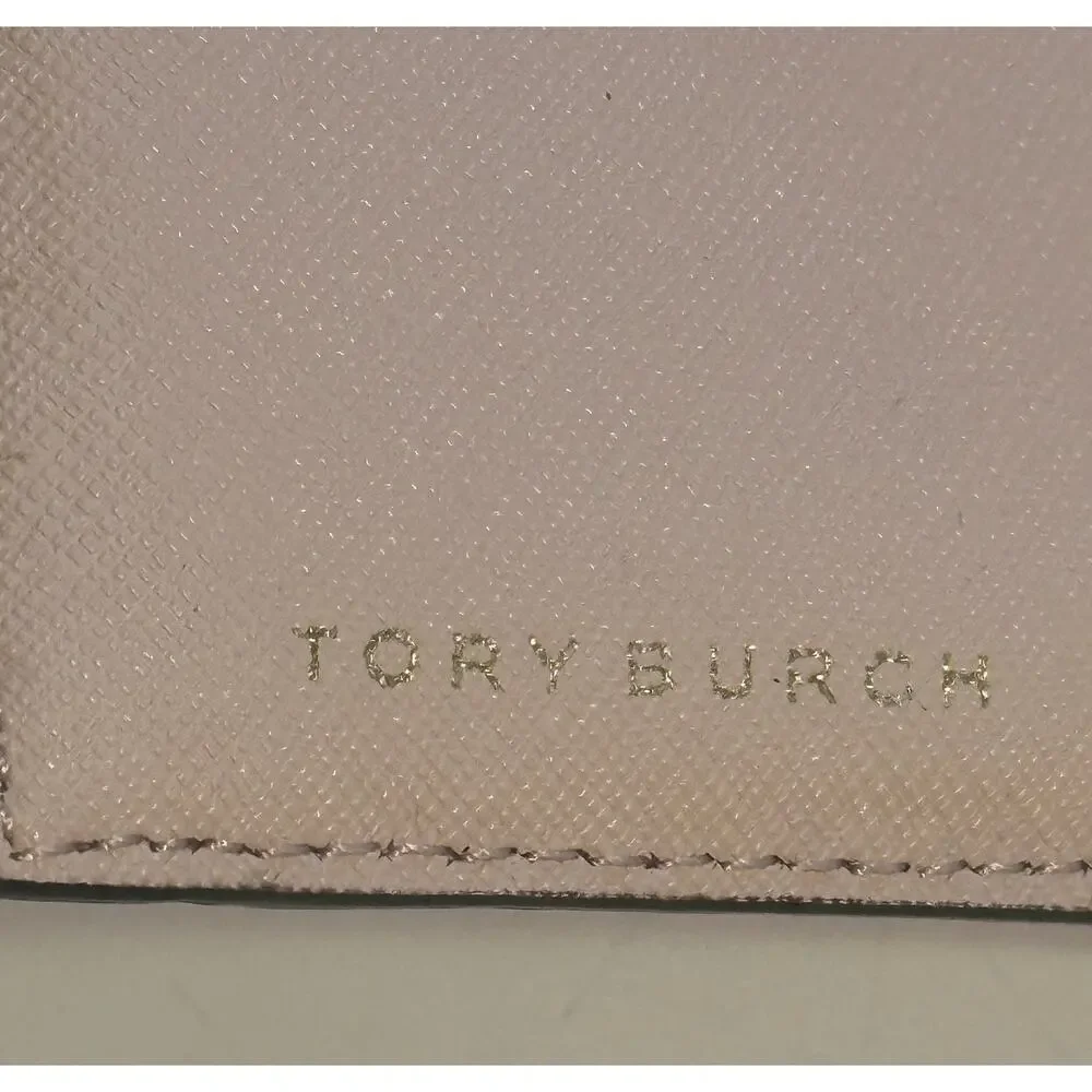 Tory Burch Robinson Saffiano Leather Trifold Wallet Apricot Peach